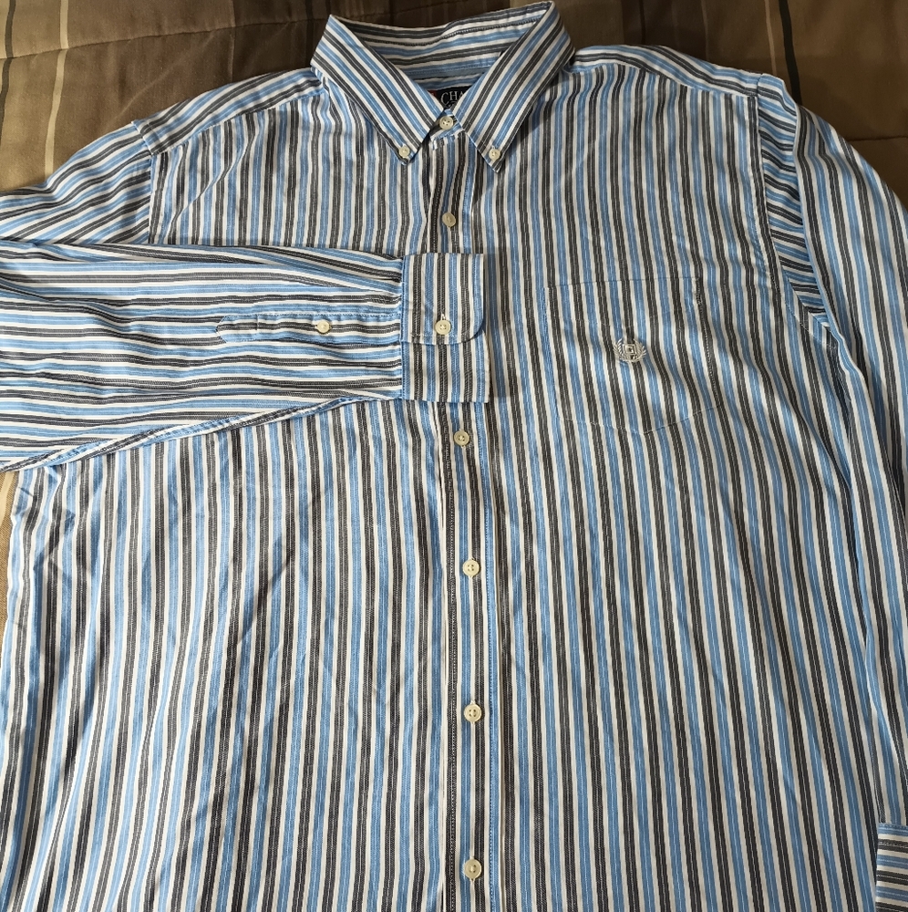 Men's Chaps Shirt with Blue and‎ White Stripes XXL - Picture 6 of 8